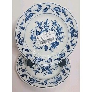 Set of 2 Blue Danube Blue Onion 6 3/4" Bread Plates Banner Stamp